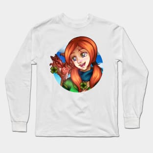 Lucky Girl and Dragon Long Sleeve T-Shirt